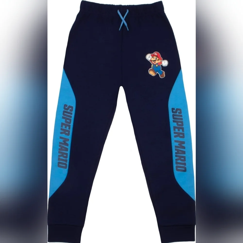 Nintendo Super Mario Kids Navy Blue Active Sweatpants Joggers
